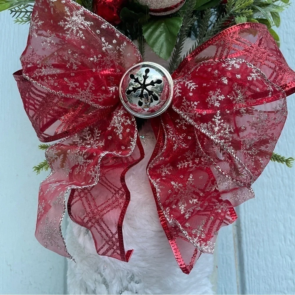 Handmade Christmas holiday door hanger stocking Wreath